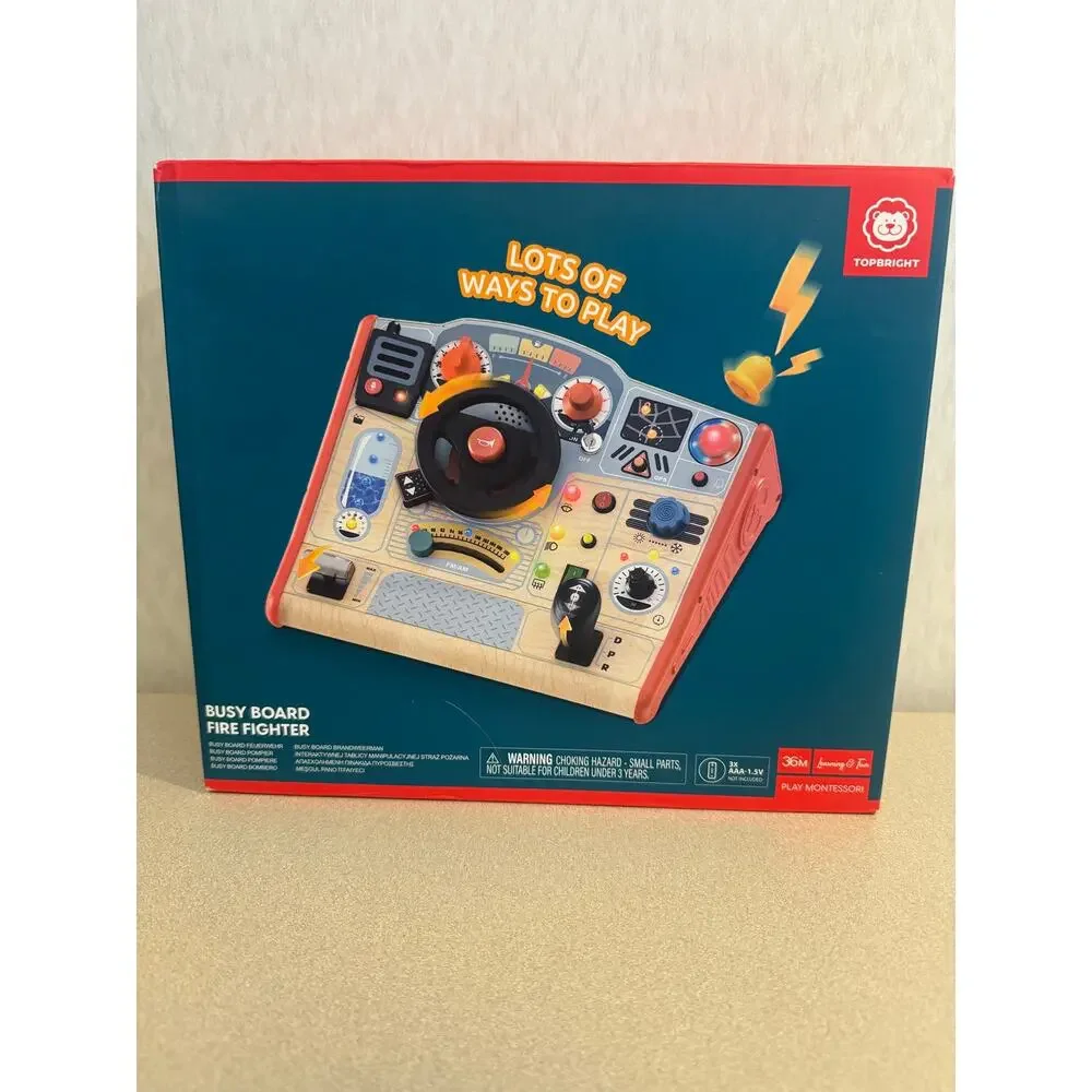 TOP BRIGHT Busy Board Fire Fighter Montessori Toddler Activity Sensory Toy New